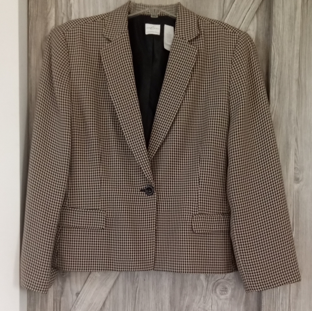 Emma James Tan Check Houndstooth Blazer 14